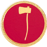 one vertical axe collar insignia with hard enamel