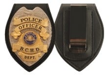 leather badge holder shield shape wallet clip