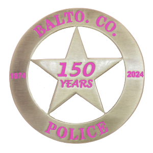 balto co 150th pink anniversary badge for breast cancer awarness