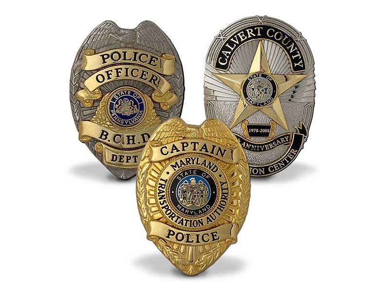 Composite of custom police and security badges