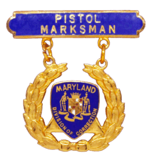 SA-Pistol Marksman<br />Raised Lettering with Enamel