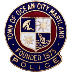 COLLAR DEVICE - Large OC FCS POLICE<BR />Town Of Ocean City Police Seal<BR />(Sold per pair)